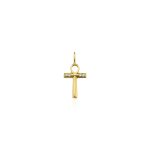 0.03ct Natural Diamond and Solid Gold Ankh Cross Necklace