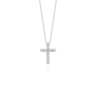 0.74ct Natural Diamond and Solid Gold Cross Necklace