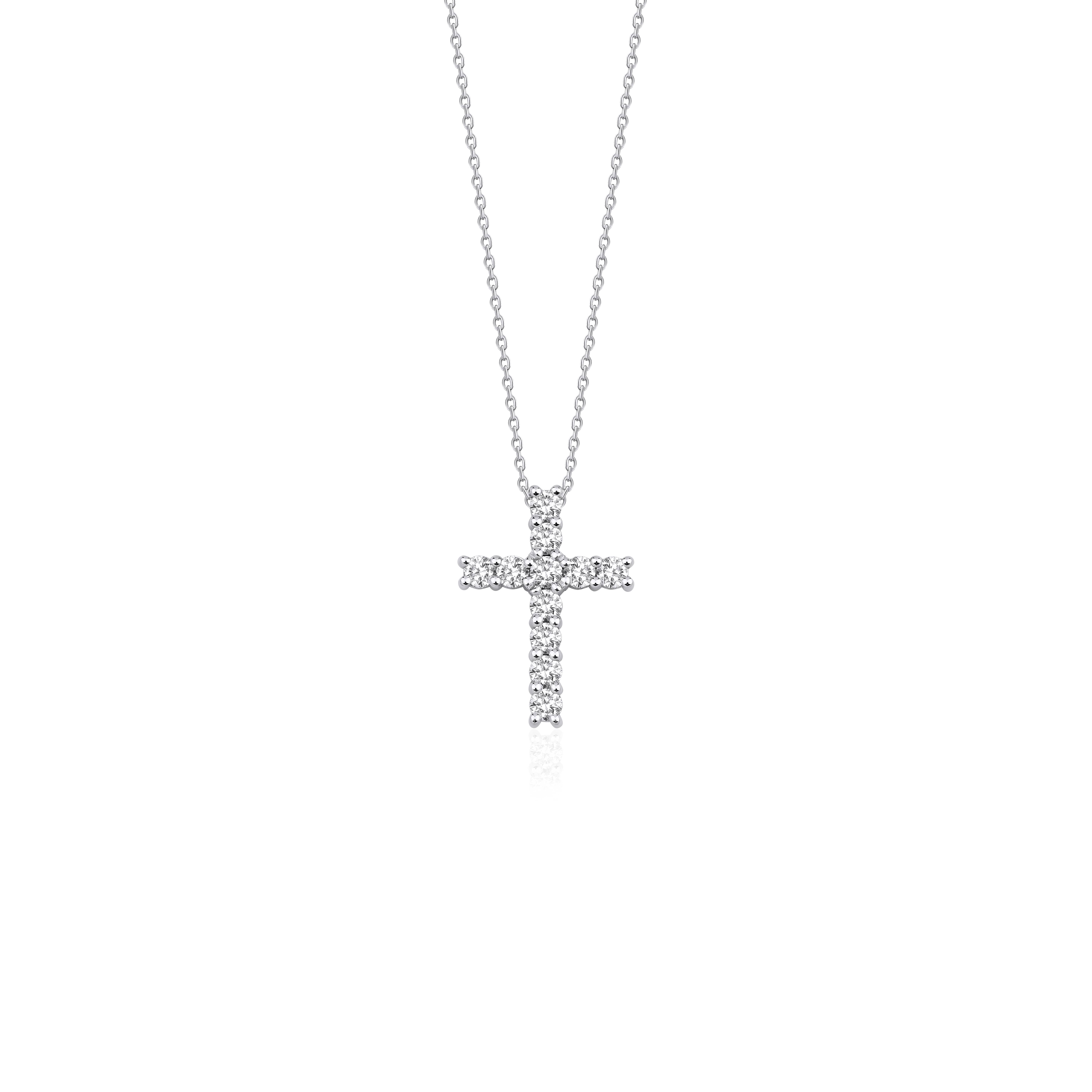 0.74ct Natural Diamond and Solid Gold Cross Necklace