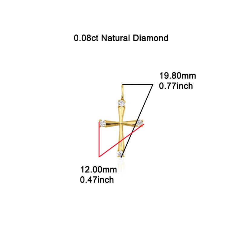 0.08ct Natural Diamond and Solid Gold Cross Necklace