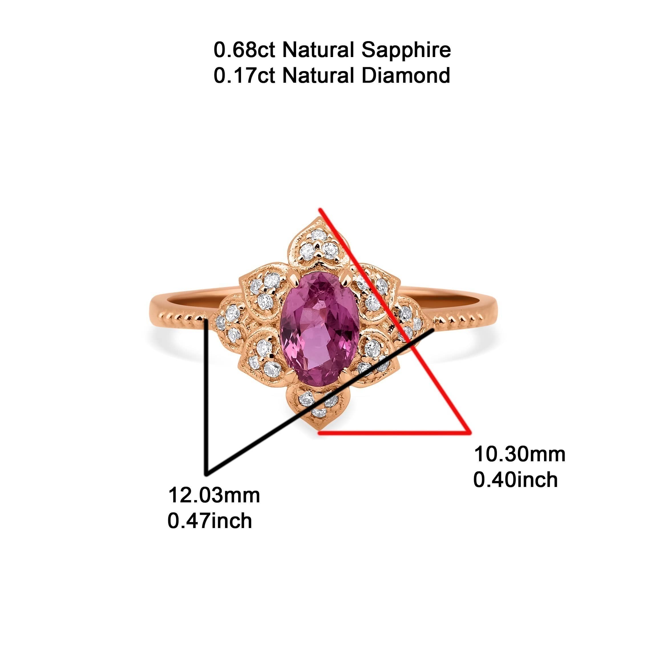 Pink Sapphire And Diamond 0.86ct Flower Ring