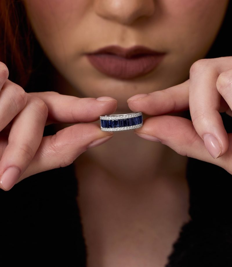 0.95ct Sapphire And Diamond Half Eternity Band