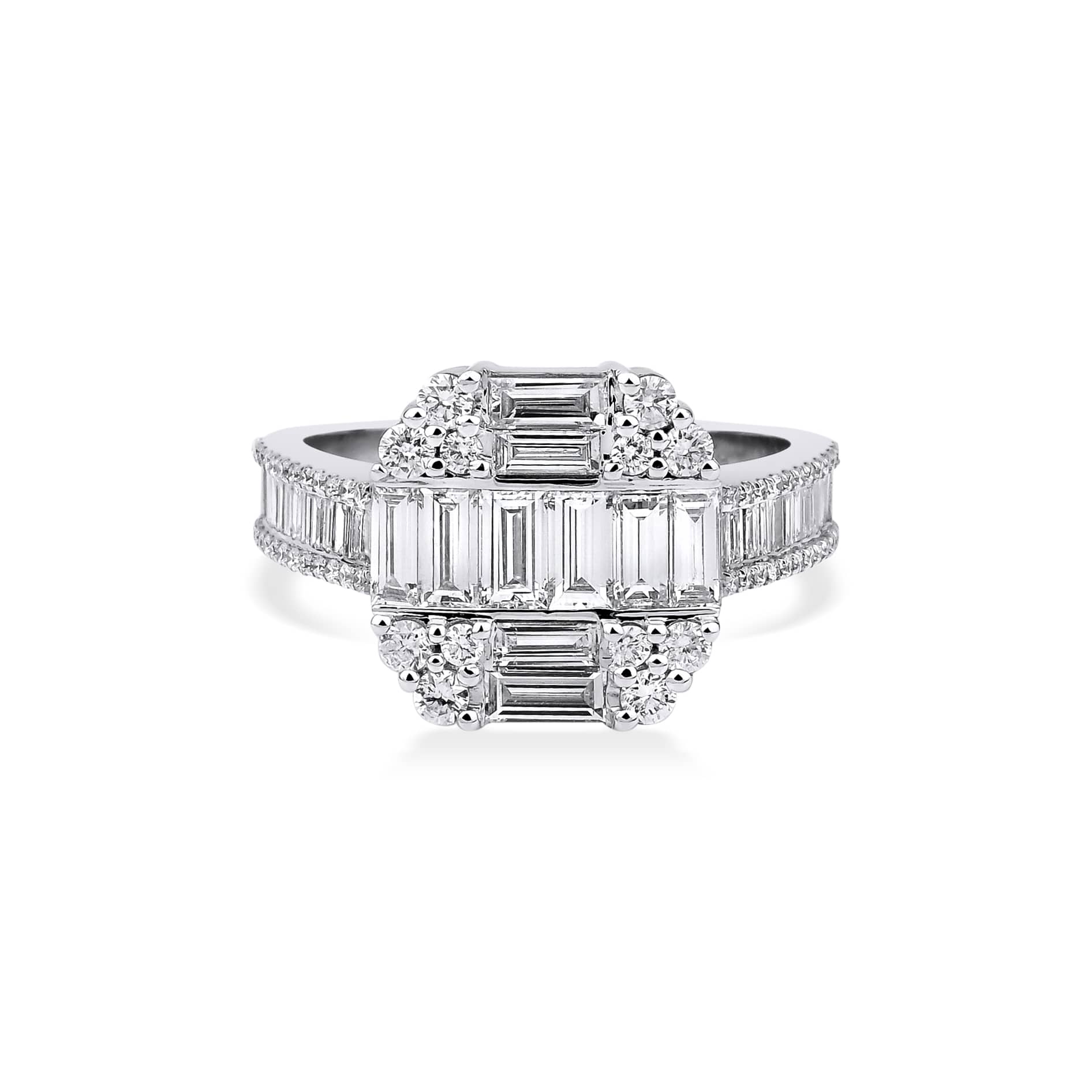 1.75 ct Baguette Diamond Cluster Ring
