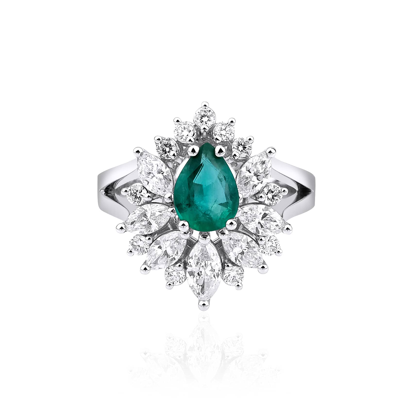 2.16ct Emerald And Diamond Cluster Ring